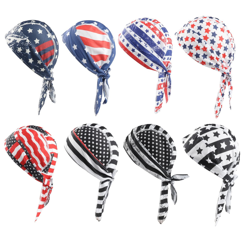 Sdfvsdg 8 Pack Do Rag Skull Caps for Men Cap Bandana Hat Sweat Wicking Cooling Helmet Liner Cycling Beanie Head Wraps Rag Multicoloured