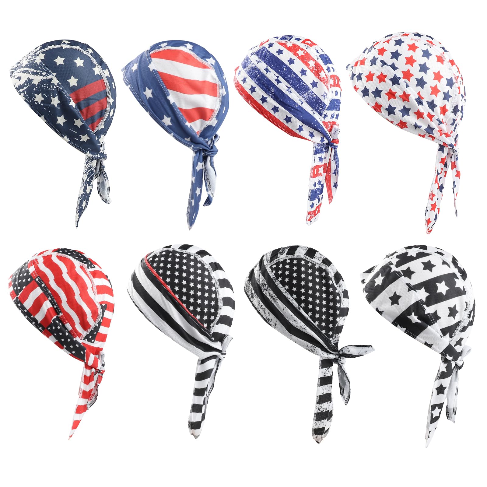 Sdfvsdg 8 Pack Do Rag Skull Caps for Men Cap Bandana Hat Sweat Wicking Cooling Helmet Liner Cycling Beanie Head Wraps Rag Multicoloured