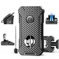 5-in-1 Torch Lighter with Cutter, Punch, Holder, and Draw Enhancer Tool, Adjustable Dual Jet Flames, Trendy Gift for Men, Refillable Butane Lighter, Rechargeable Lighters for Candle, Travel Outdoors