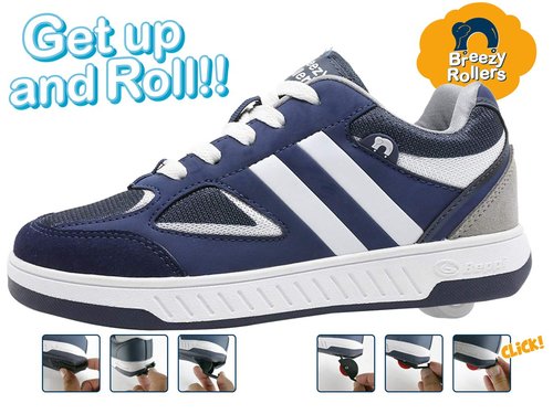 Beppi Roller Sneakers for Girls & Boys –Skate Shoes with Wheels Navy Blue, Size 5