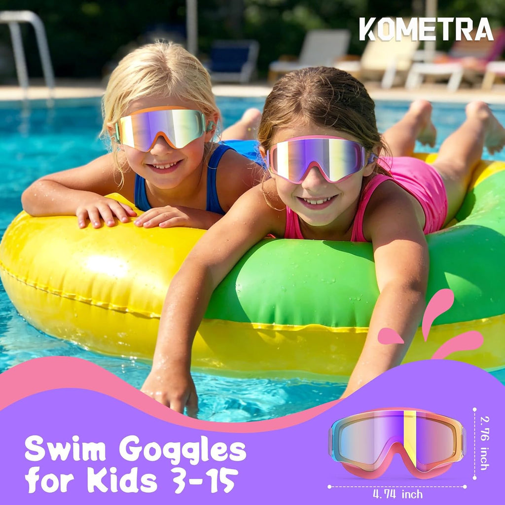 Skiennix Kids Swim Goggles - Anti-Fog UV Protection for Ages 3-15 | 2 Pack for Boys & Girls