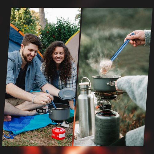 Kritkin 4 Pieces Titanium Long Handle Spork and Spoon Ultralight Portabale Flatware 8.7 Inch Soup Spoon Camping Spork for Outdoor Camping Backpacking Hiking Travel Picnic Tableware (Blue)
