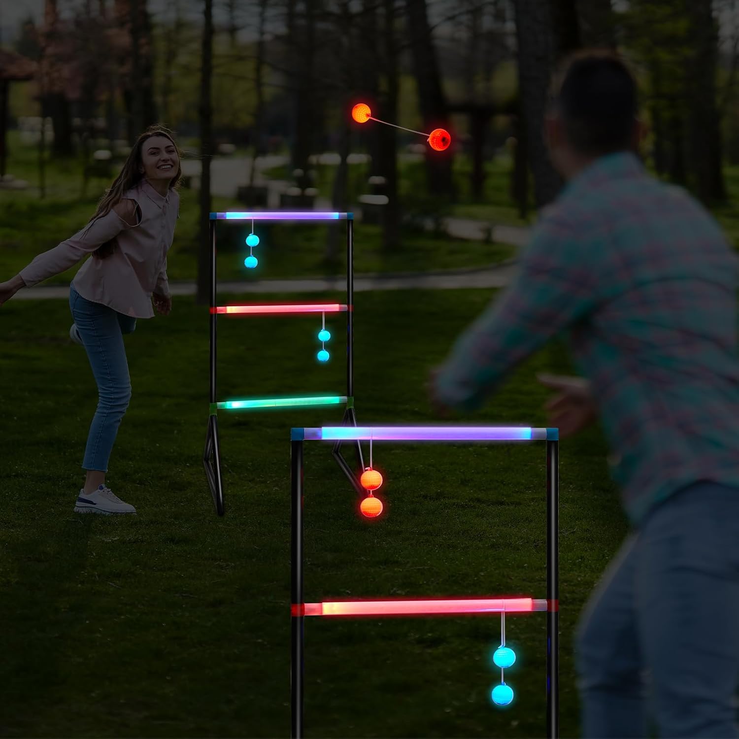 Sosation Light Up Ladder Ball Set - Glow In The Dark Toss Game with 6 LED Balls & Carry Bag | Outdoor Fun