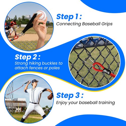 JWHOO Baseball Bands, 16 Pcs, Highly Elastic & Durable Arm Bands, Resistance Trainer with Interchangeable Grips, Ideal for Training, Warm-Ups & Learning