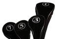 Black Golf Zipper Head Covers Driver 1 3 5 7 Fairway Woods Headcovers Metal Neoprene Traditional Plain Protective Covers Fits All Fairway Clubs and Drivers up to 460cc for Golfing Buddies