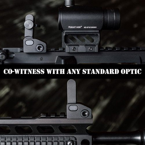 Chaos Ready Flip Up Iron Sights - Spring Loaded Low Profile Backup Sights for Picatinny Rails | Co-Witness Front & Rear Set