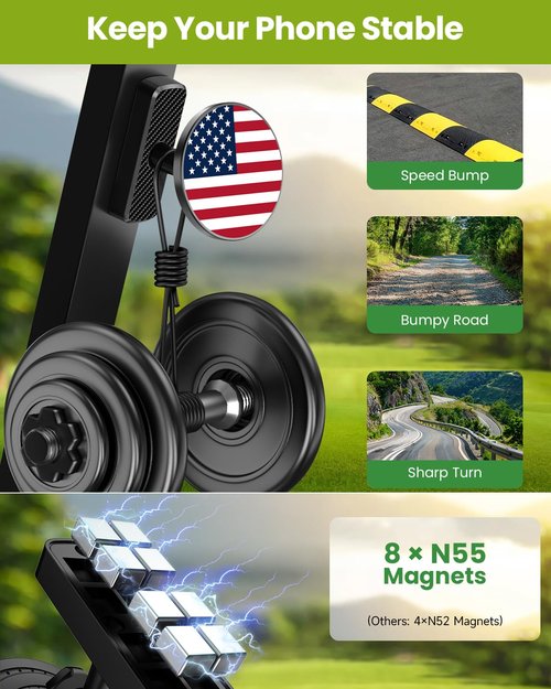 Magnetic Golf Cart Phone Holder, Golf Accessories Gifts for Men Dad Husband Unique, 360° Rotation US Flag Phone Mount for Golf Cart, Birthday Golf Gifts for Men Him Boyfriend, 2026 Golfers Must Haves