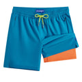 maamgic Mens Swim Trunks - Mens Bathing Suit with Compression Liner 7 Inch Quick Dry Fshion Stretch Zipper Pockets Swimwear Peacock Orange