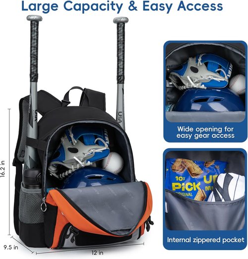 KAVIGOR 2026 Youth Baseball & Softball Bag - Ultra-Light Tball Backpack with Shoe Compartment & Helmet Holder