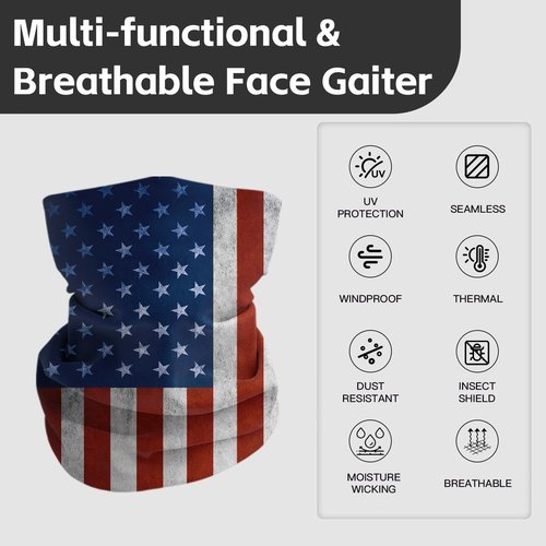 Neck Gaiter Face Mask for Men & Women - UPF 30+ Sun Protection Breathable Headwear Tube Bandana for Motorcycle, Hiking, Fishing