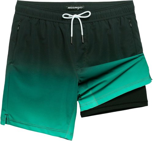 Maamgic Men's Swim Trunks - 2 in 1 Board Shorts with 7-Inch Inseam for Ultimate Comfort