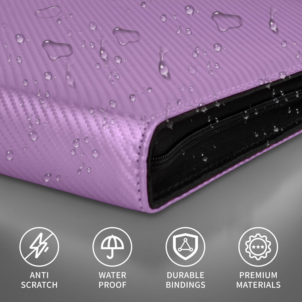 Trading Card Binder - 9 Pocket PU Zipper Album | Holds 900 Cards, Hard Cover Organizer for Pokémon, MTG & Sports Cards (Purple)
