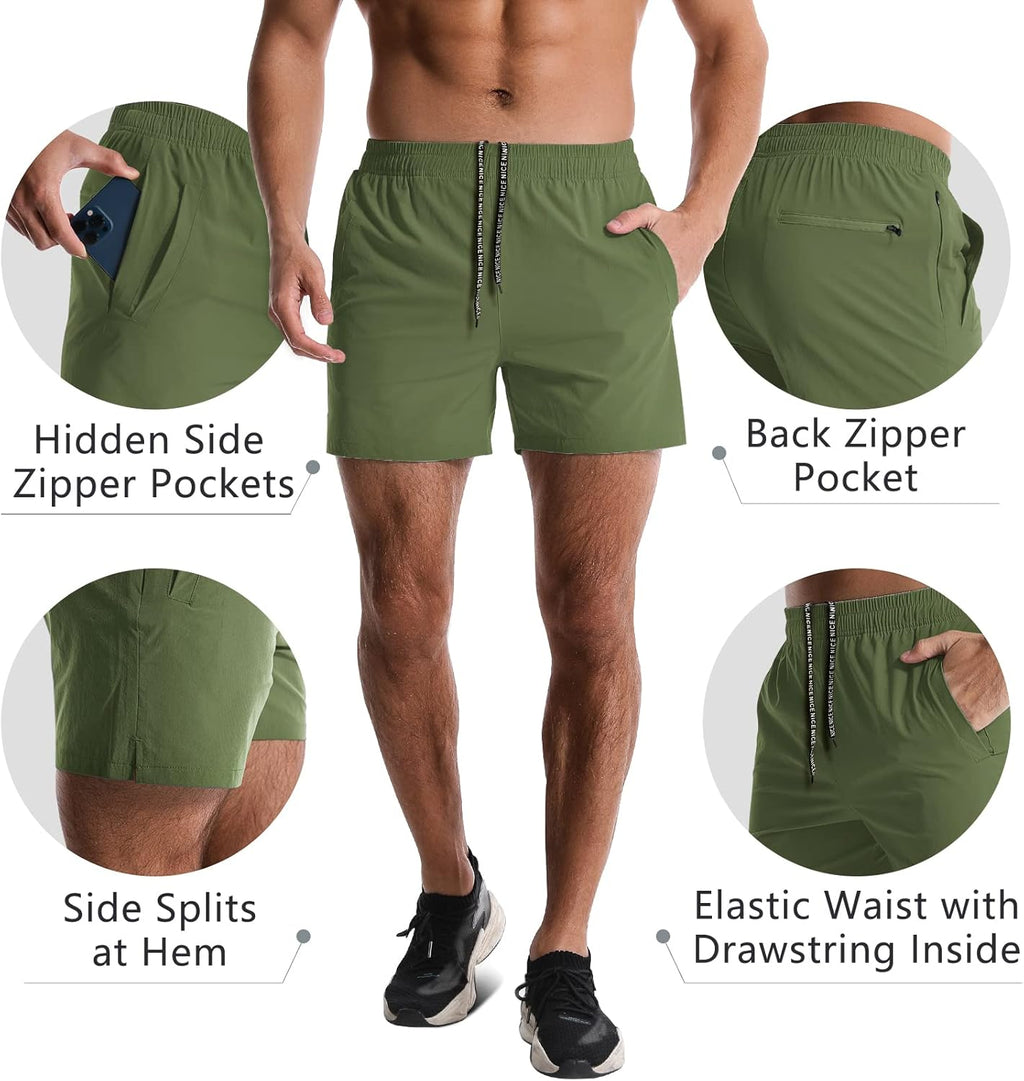 Skiennix Men's Athletic Shorts - Quick Dry 5-Inch Gym Workout Shorts with Pockets | Lightweight Sports Wear