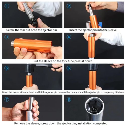 Bike Bicycle Fork Star Nut Setting Tool, MTB Star Nut Tool with 2 Spare Special Screws and 4 Star Nuts , Foundation Star Nut Setter Installation Tool Installer Install Tool (for 1-1/8" Fork Tubes)