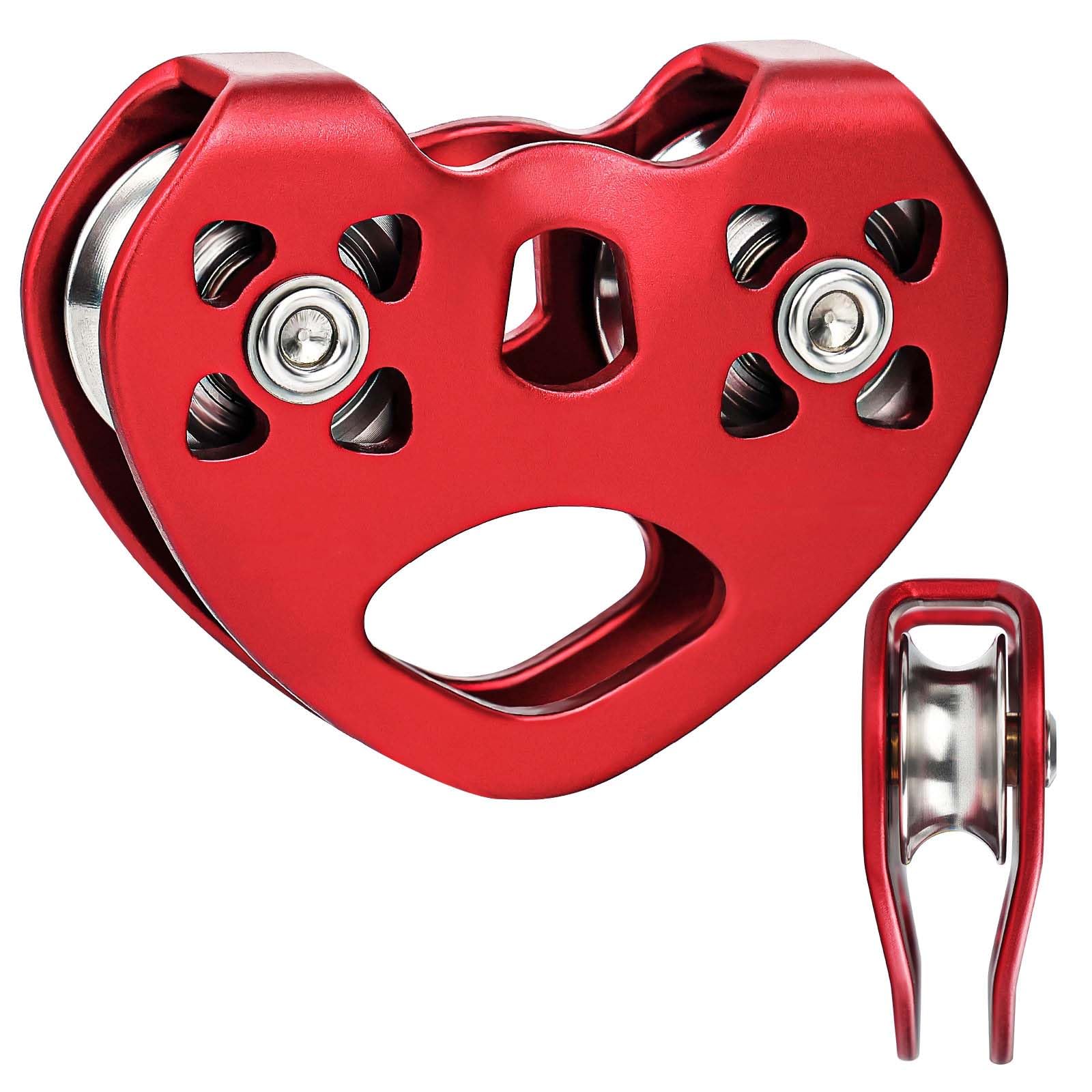 Zipline Pulley 25KN Aluminum Alloy Climbing Zip Line Pulley Stainless Steel Climbling Pulleys for Cable & Rope Rescue Climbing Hauling Backyard Zipline Outdoor Activities
