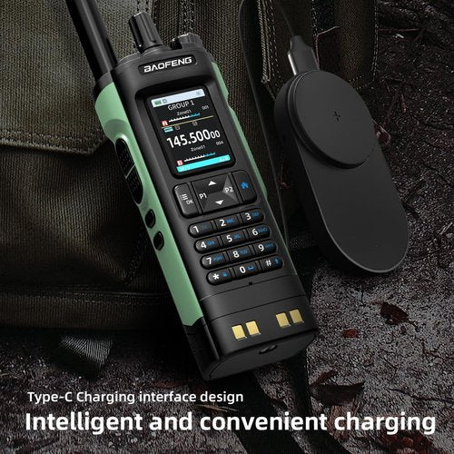 BAOFENG UV-32 Ham Radio Handheld, 10W Walkie Talkie with GPS, Bluetooth, APP Programming, Multi-Band, Wireless Copy Frequency, Type-C Rechargeable (UV 32 Baofeng/Baofeng UV 32)