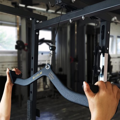 BLUSLM LAT Pull Down Bar for Cable Machine, LAT Pulldown Attachments T-bar V-bar Cable Attachment for Gym, Back Tricep Strength Training Handle (BL07)