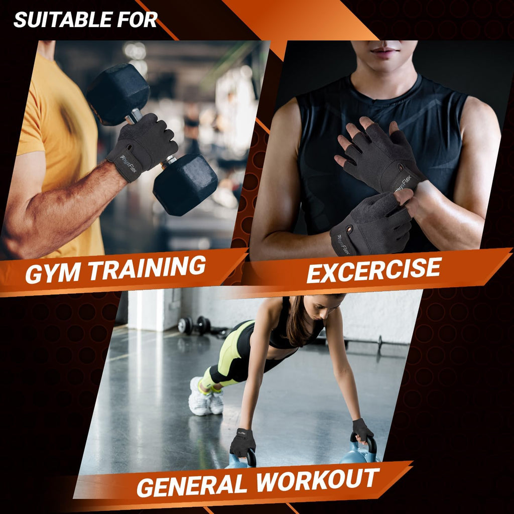 PhysFlex Workout Gloves - Enhanced Grip & Wrist Support for Weight Lifting | Unisex Fitness Gear