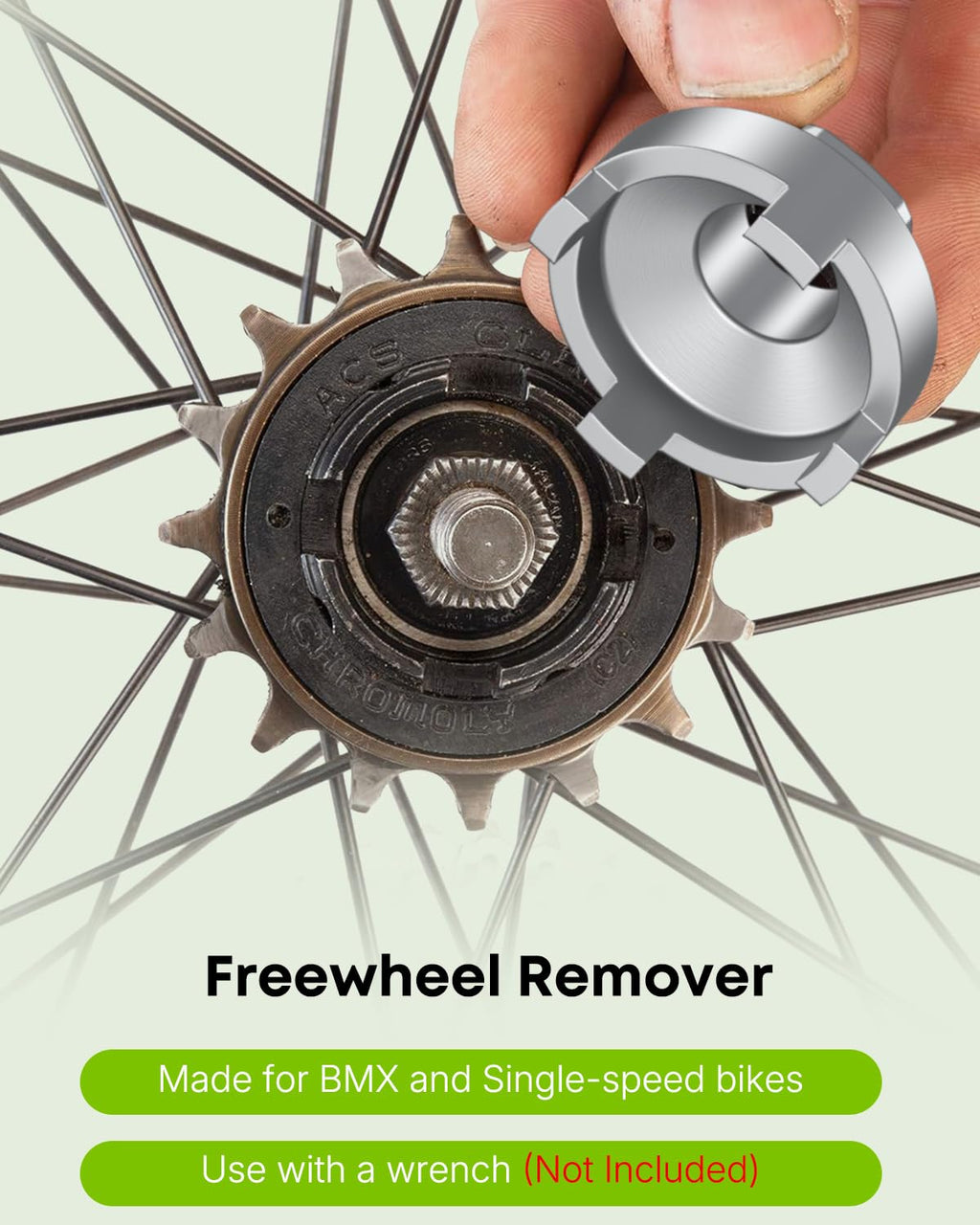 Pawfly Bike Single Speed Freewheel Removal Tool with Sprocket & Chain Cleaning Brushes, 4 Notch Sprocket Puller Tool, BMX Bicycle Freewheel Remover, One-Speed Freewheel Disassembly Tool, Silver