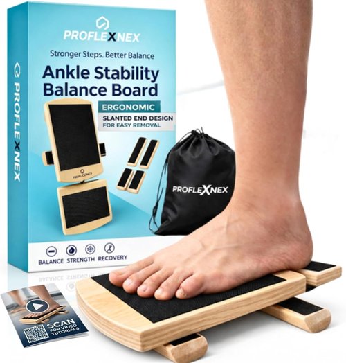 Ankle Balance Board - Premium 5-in-1 Slanted Birchwood Foot Trainer for Ankle Strength & Stability