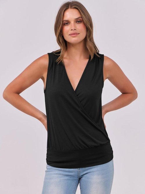 ANRABESS Women's V-Neck Tank Top - Sleeveless Wrap Blouse with Banded Hem | Perfect for Summer 2026