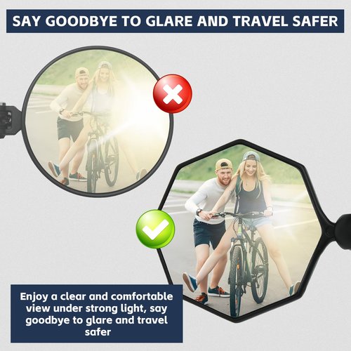 SHEJISI Bike Mirror, 1 pcs Bike Mirror Handlebar Mount,HD,360° Adjusted Bike Rear View Mirror, Anti-impact/explosion/glare, Fits for Mountain Bikes,E-bike, Bicycle,Scooter,Left/Right Universal