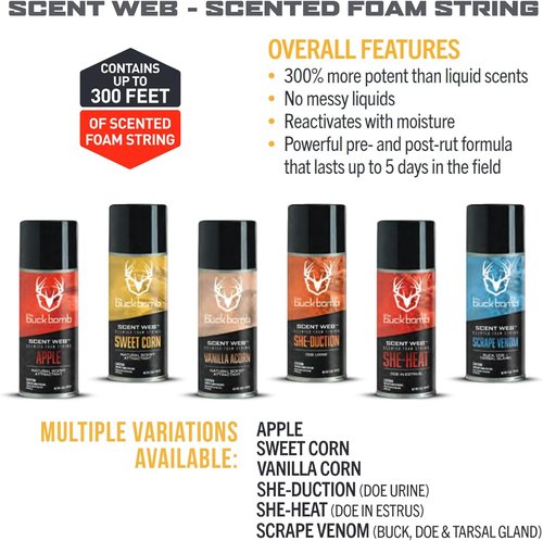 Hunters Specialties Buck Bomb Scent - Scented Foam String Attractant Spray | 5 Oz (142g) for Hunting Success