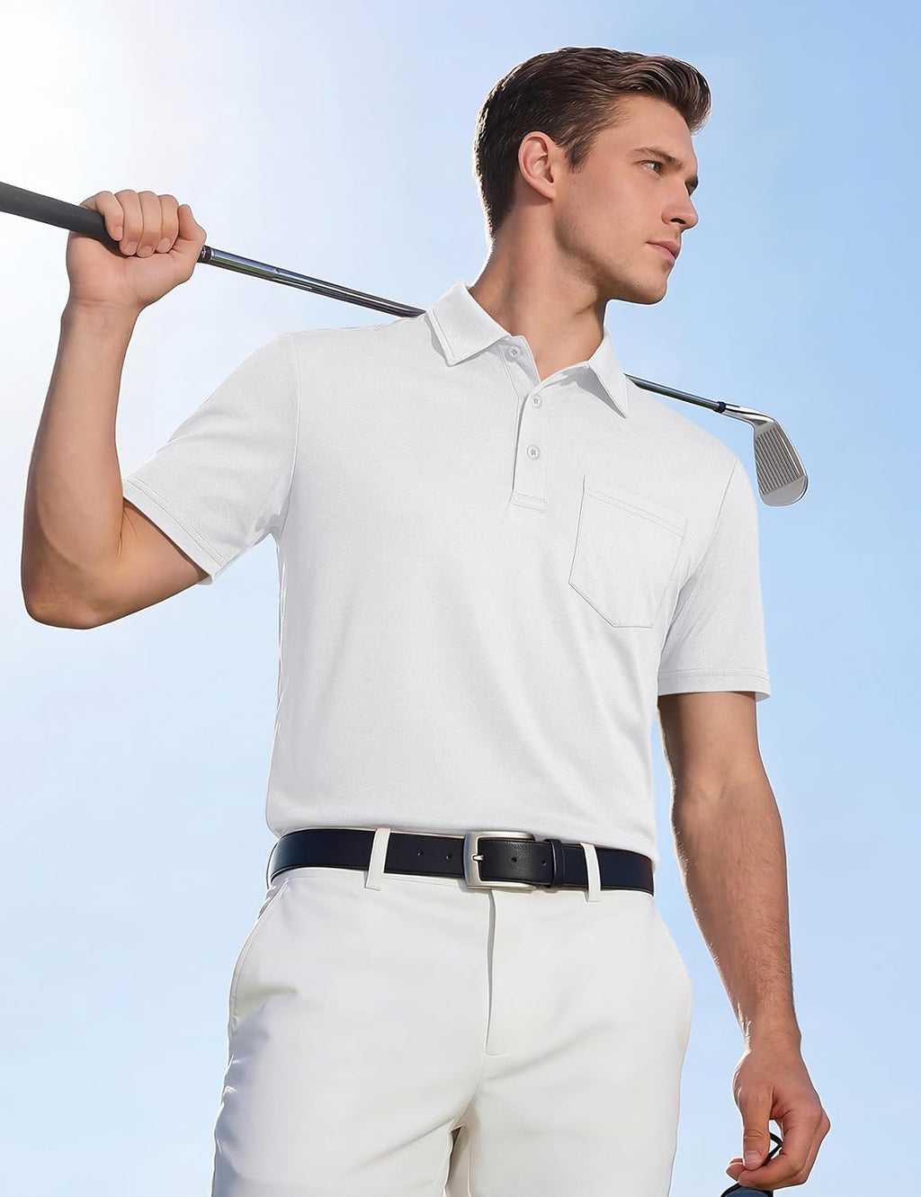 TACVASEN Men's Polo Shirt - Performance Dry Fit Golf Shirt with Pocket | Casual Short Sleeve