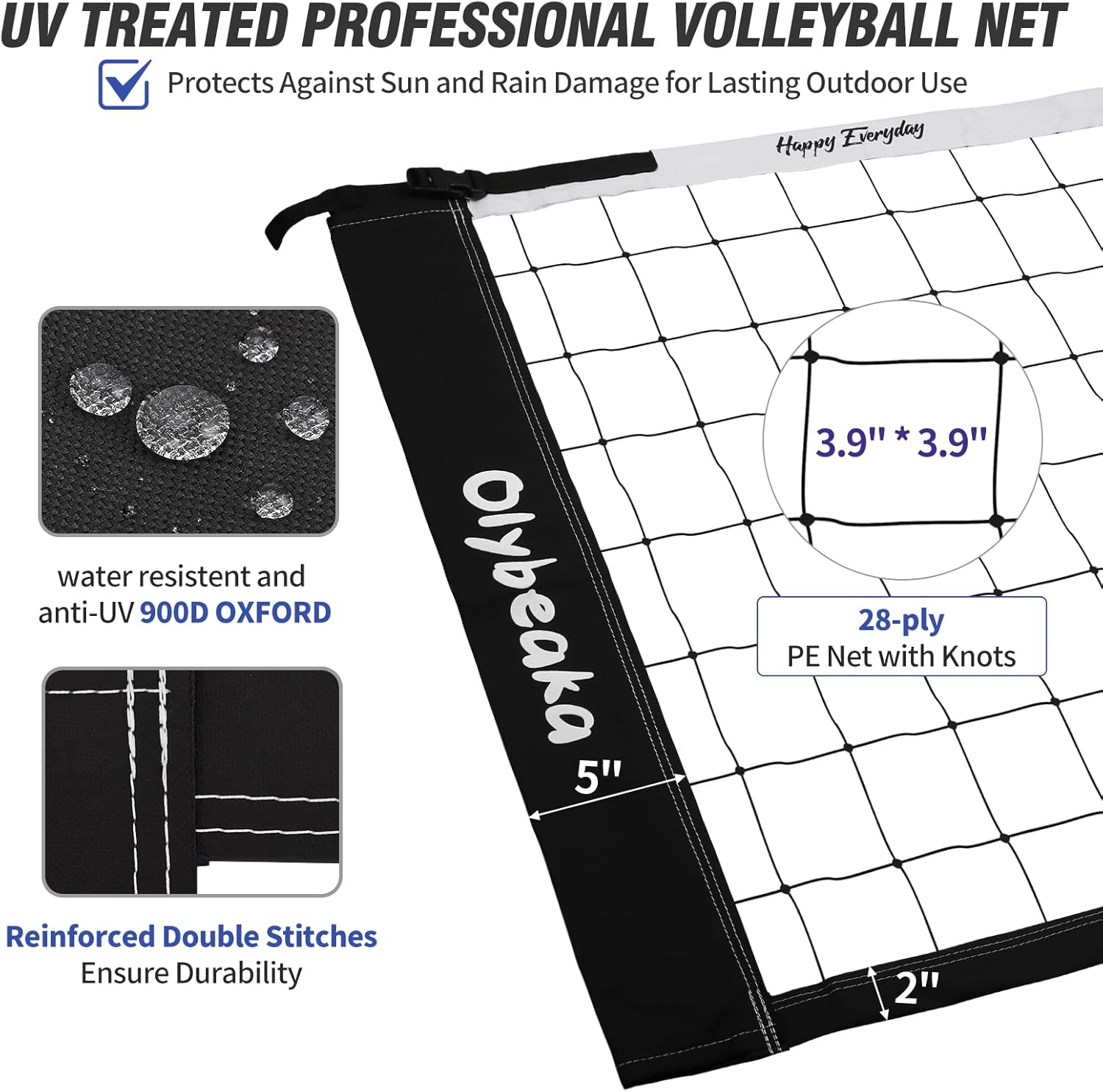 Skiennix 32ft Outdoor Volleyball Net Set - Adjustable Heavy Duty Poles, Durable 28-Ply Net, PU Volleyball & Pump Included