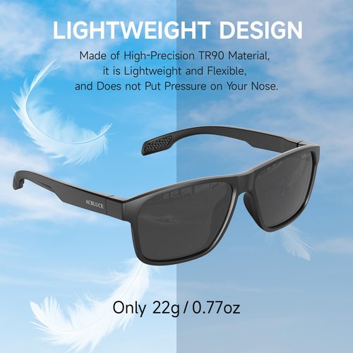 ACBLUCE Mens Polarized Sunglasses for Womens Driving Fishing Running Sunglasses for Travel Hiking Beach Travel Fashion Black Glasses