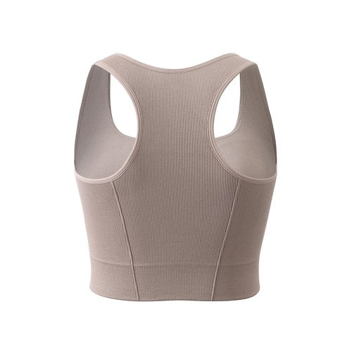 SPORME RUNNING Women Square Neckline Sports Bra Padded Basic Workout Y-Back Racerback Cropped Tank Top (Coffee)