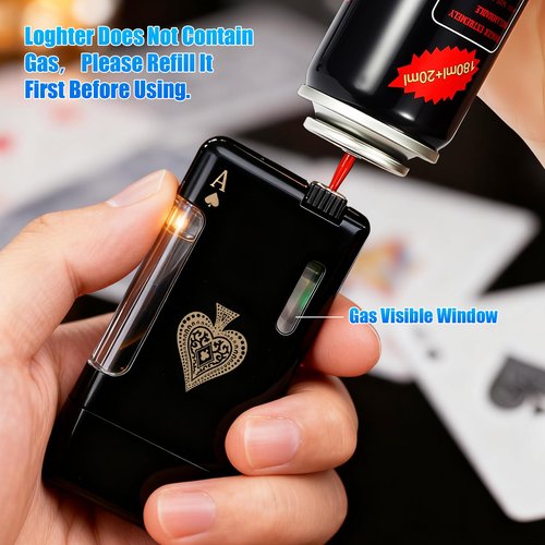 2 Pack Torch Lighter, Classic Pocket Ace Lighters with Gift Box for Men, Visible Window, Adjustable Dual Jet Torch, Refillable Butane Lighters for Travel, Outdoors(Without Butane)