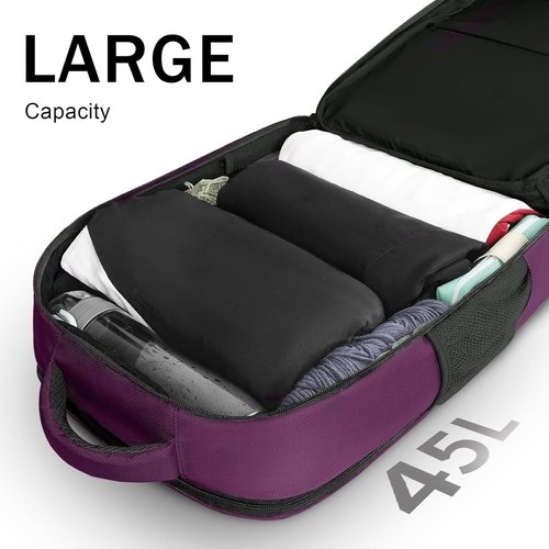 MATEIN 45L Travel Backpack for Women - Airline Approved, Water Resistant, Fits 18" Laptop | Purple