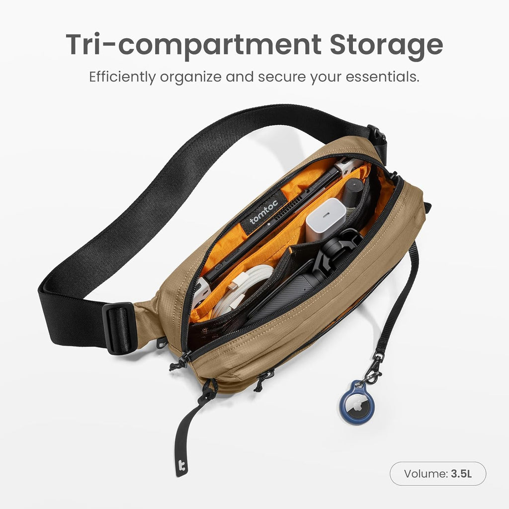 tomtoc Sling Bag - 3.5L RFID Blocking Crossbody Chest Pack | Water-Resistant Lightweight for Travel