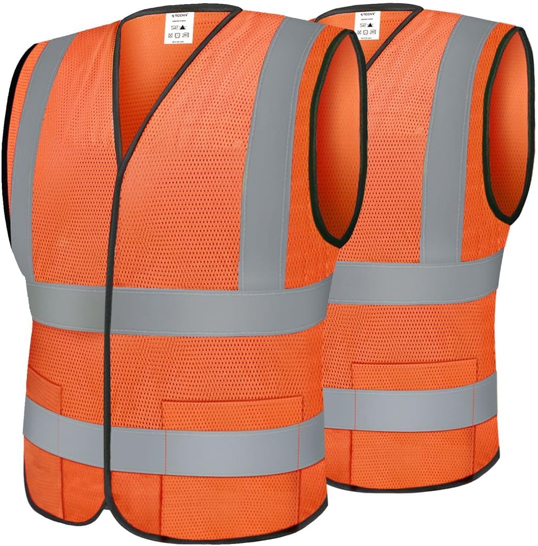 TICONN High Visibility Reflective Safety Vest - ANSI II Compliant | 2-Pack or 4-Pack Options