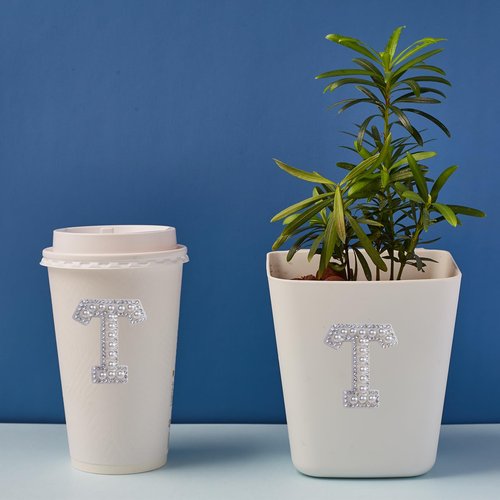 2pcs Peal Initial Letters for Stanley Cup Cute Stanley Tumbler Stickers for Water Bottles Wallet Phone Laptop Luggage (T)