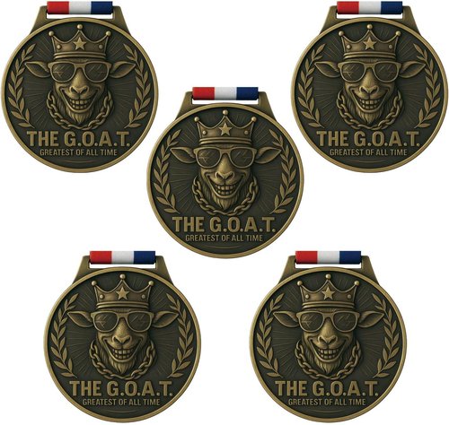 Goat Medal - 3-Inch Champion Pendant with Award Ribbon | Ultimate MVP Chain for Sports Tournaments