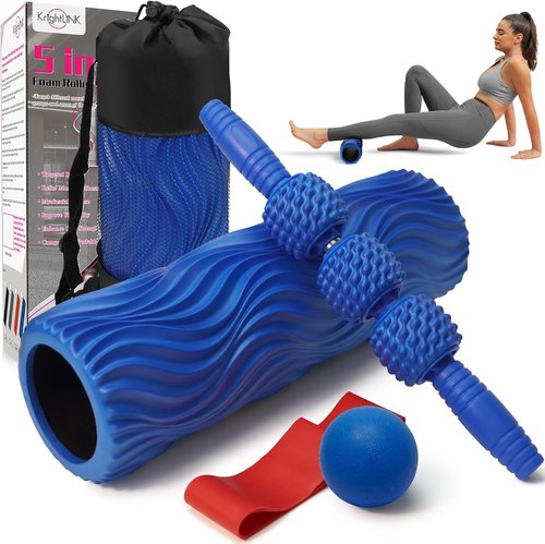 Krightlink 5-in-1 Foam Roller Set - Deep Muscle Massage & Trigger Point Release | Blue Wave
