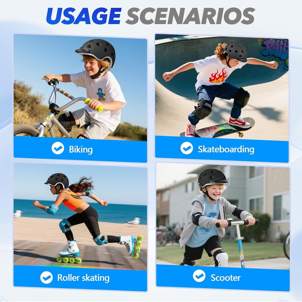 Wemfg Kids Bike Helmet - Adjustable Lightweight Design with Magnetic Buckle | Multi-Sport Use for Ages 5-14