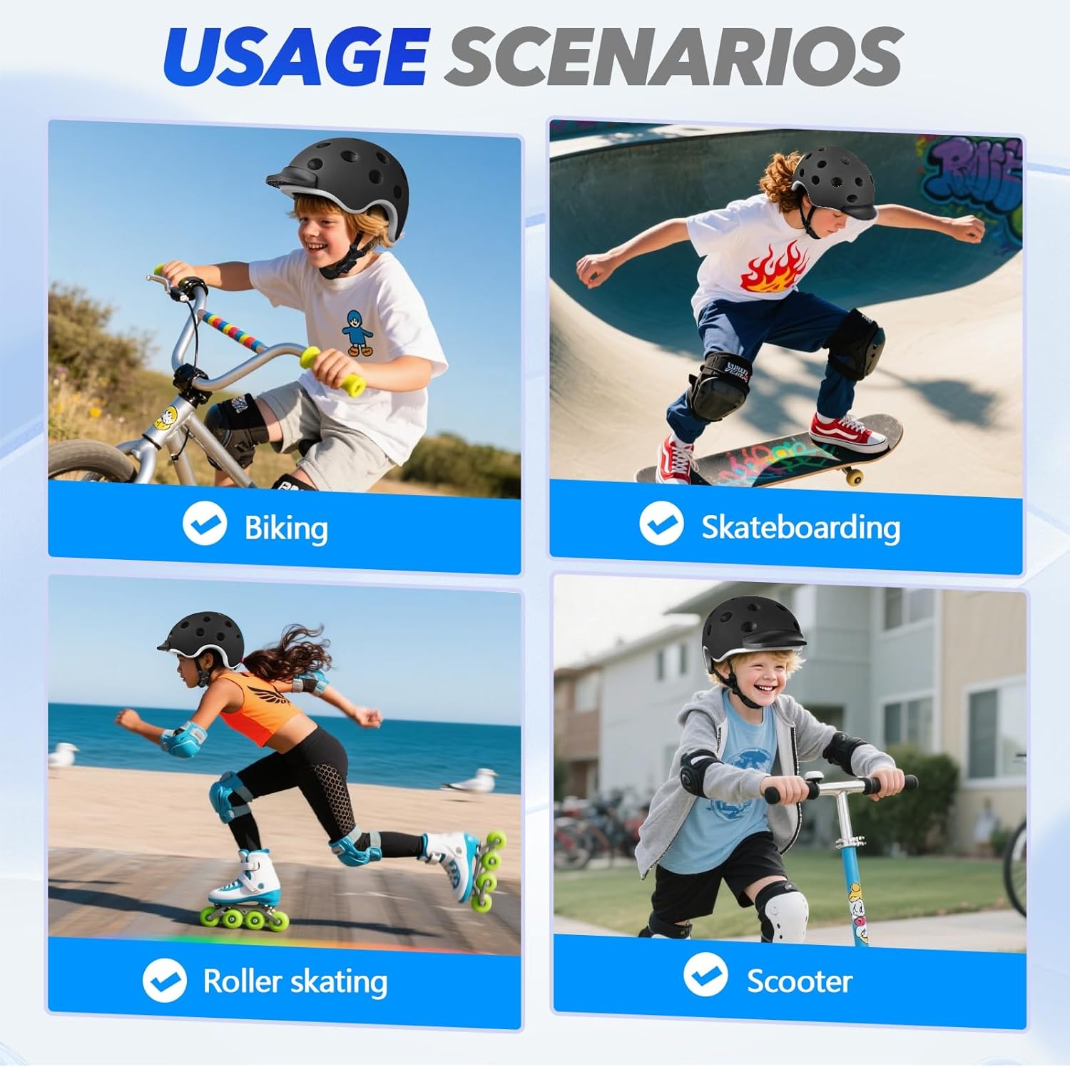 Wemfg Kids Bike Helmet - Adjustable Lightweight Design with Magnetic Buckle | Multi-Sport Use for Ages 5-14