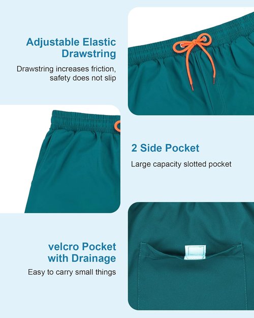 American Trends Men's Swim Trunks - 7 Inch Quick-Dry Bathing Suit with Compression Liner & UPF 50+
