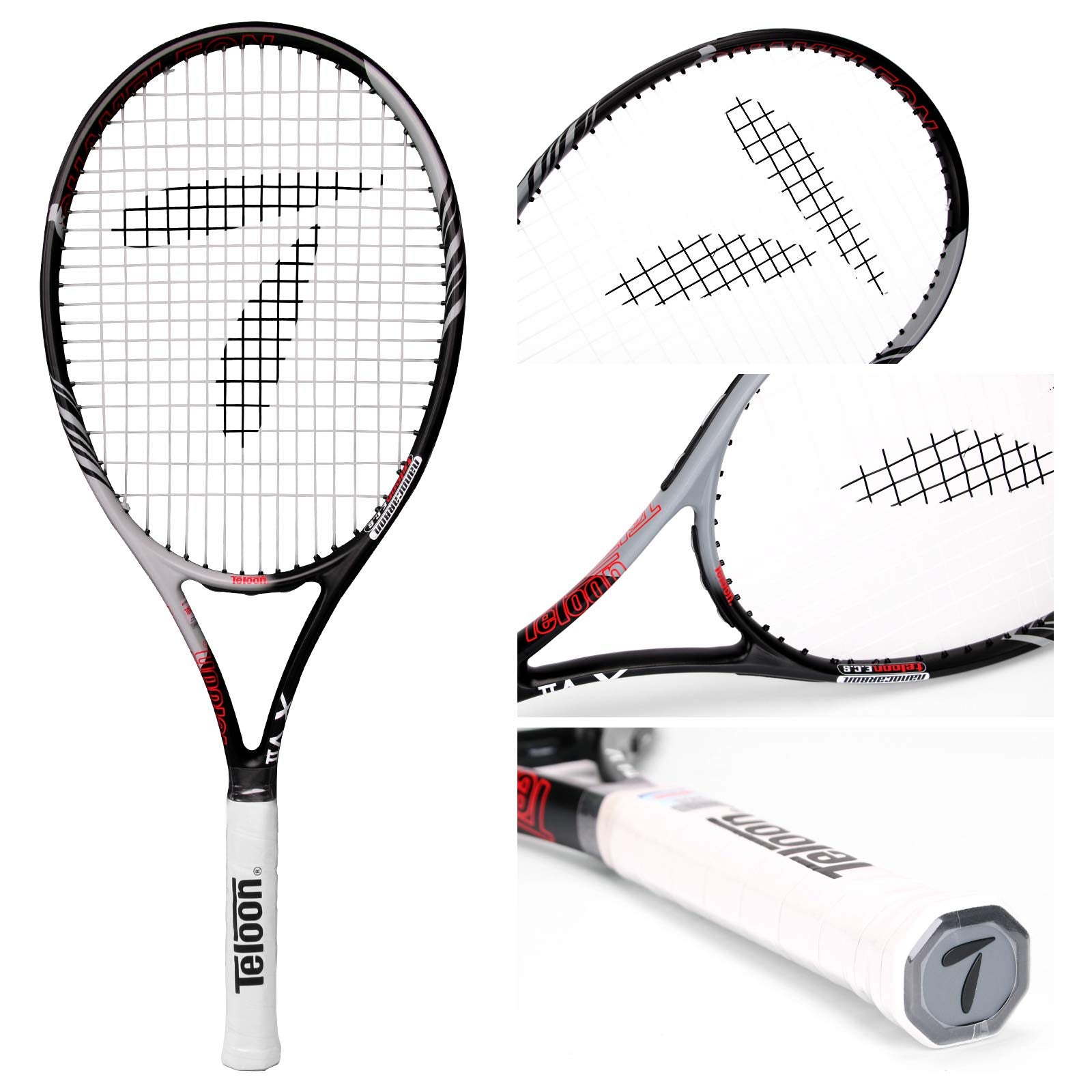 Teloon Tennis Rackets for Adults 2 pcs Recreational -27 inch Tennis Racquet for Men and Women College Students Beginner Tennis Racket.… (Black-Pink)