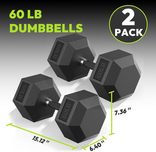 HANDBODE Hex Dumbbell Set - Rubber Encased Hand Weights for Strength Training | 40-570 lb Options