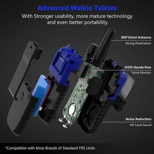 Topsung Walkie Talkies Rechargeable for Adults Long Range with Earpiece NOAA Weather Alert, Multi-purpose 2 Way Radio 4 Pack for Team Work Senior Care Kid Adventure Family Camping Hiking Skiing Cruise