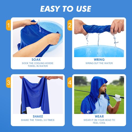 CSITE 2 Pack Cooling Hoodie Towels, Instant Cooling Towels for Neck and Face, UPF 50 Sun Protection, Ice Towel for Hot Weather, Head Towel for Sports, Camping, Cycling & More Activities