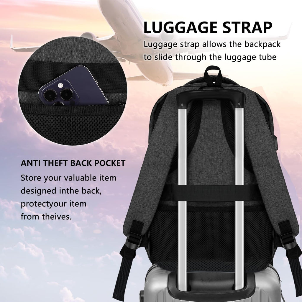 Skiennix 15.6-Inch Laptop Backpack - Durable School & Travel Bag for Men, Women, and Teens - Black