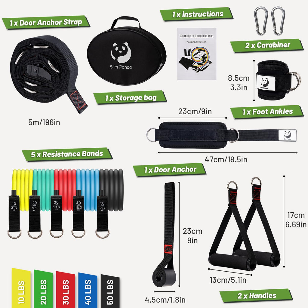 Slim Panda 11-Piece Door Anchor Strap for Resistance Bands