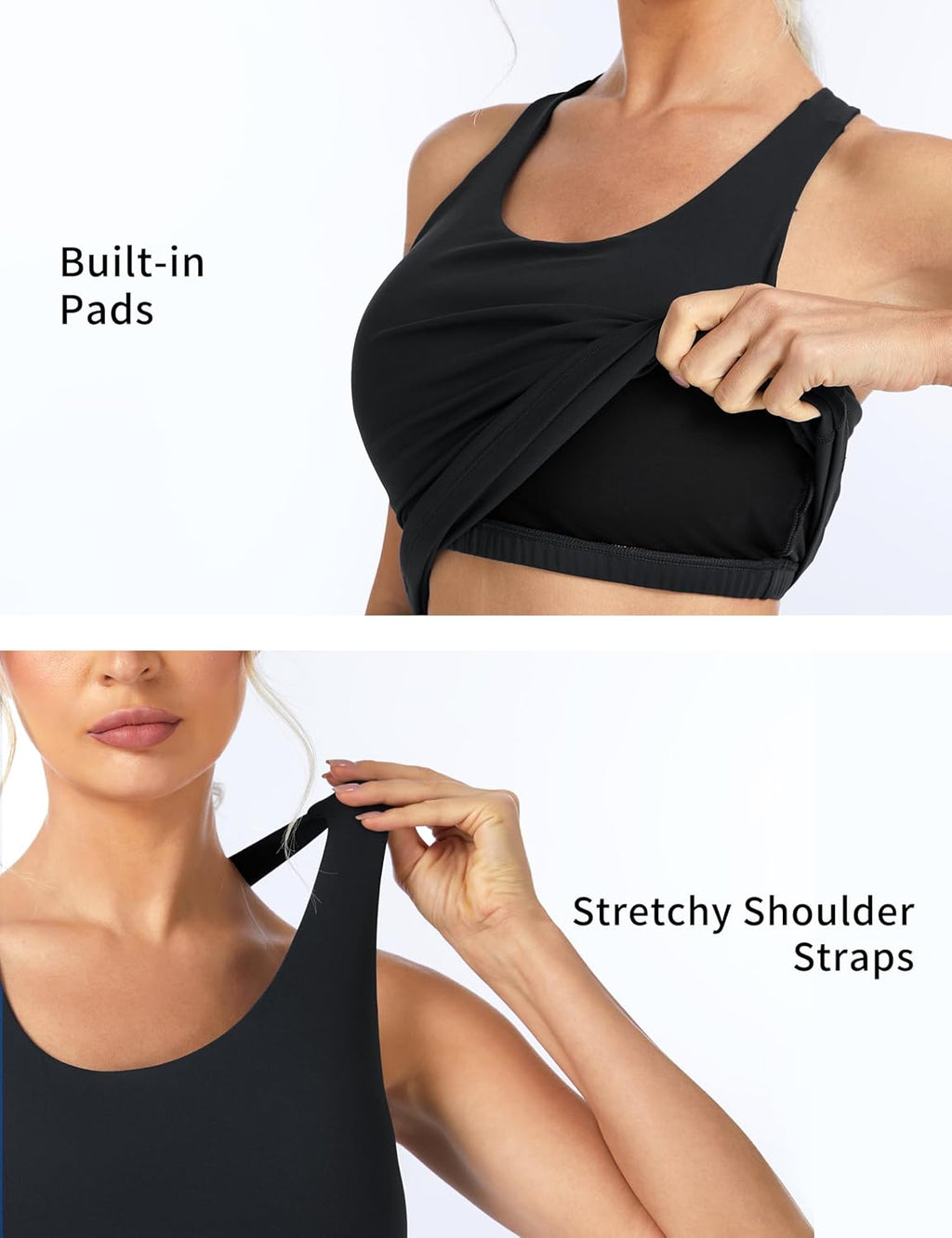 The Gym People Women's Longline Yoga Sports Bra - Racerback, Slim Fit, Padded Workout Top
