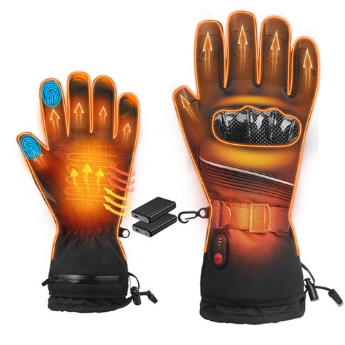 Heated Motorcycle Gloves for Men Women, 5V 5000mAh Rechargeable Battery, Upgraded Waterproof Windproof Non-Slip & Touchscreen Compatible, for Motorcycle Riding, Skiing, Hiking, Fishing, Hunting