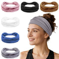 Huachi Headbands for Women - Non-Slip Thick Workout Headbands | Soft Large Knotted Turban Hair Wraps (Pack of 6)